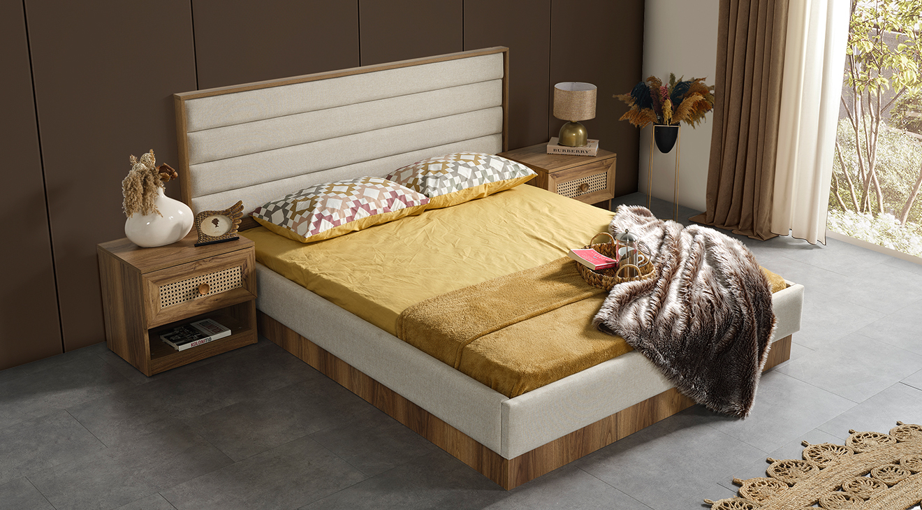 New Bohem 5 Kapaklı Ceviz Yatak Odası Takımı